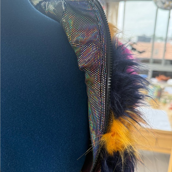 Pink and Yellow Teddy Jacket with Bold Color Blocking - Picture 3 of 4